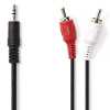 Sztereó Audio Kábel 3,5 mm JACK 2 RCA csatlakozóval 1,5m fekete nedis