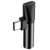 Elosztó Baseus L41 USB Type-C - Type-C + 3.5mm fekete