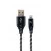 Kábel USB-Lightning 2m fekete-fehér szőtt Gembird
