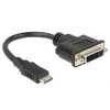 Adapter HDMI Mini-C male > DVI 24+5 female 20cm Delock fekete