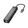 3port USB Hub USB-C to 3xUSB-A 3.0+RJ-45, fekete Conceptronic