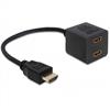 HDMI elosztó adapter 1x apa 2x anya HDMI High Speed Ethernettel Delock