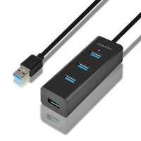 USB Hub 4 port USB3.0 gyorstöltéssel 1,2m kábel fekete AXAGON HUE-S2BL